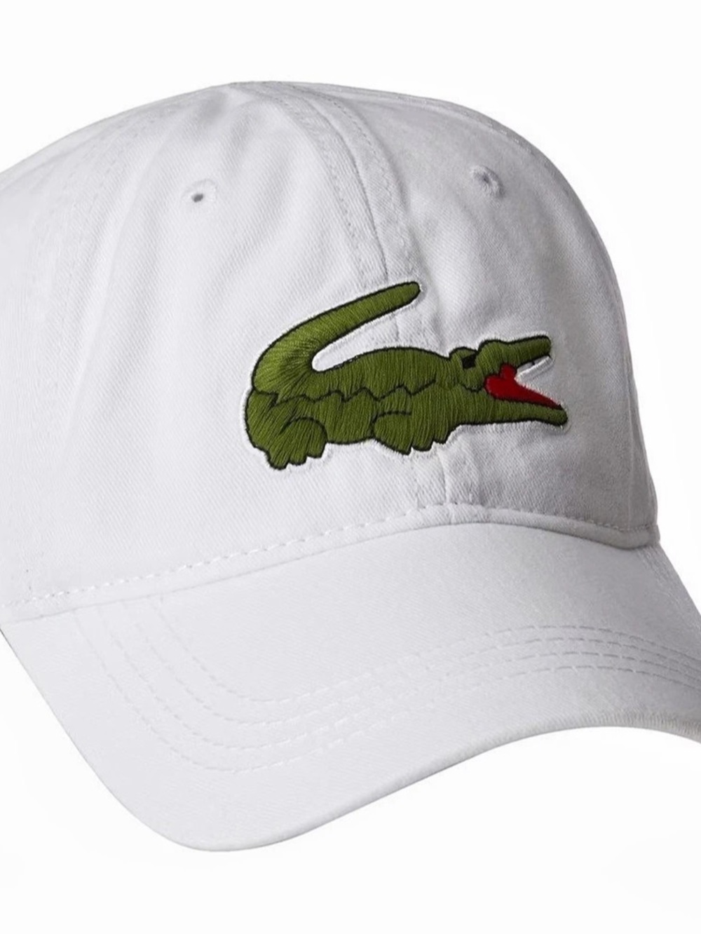 Lacoste Big Croc Gabardine Baseball Cap White- One Size